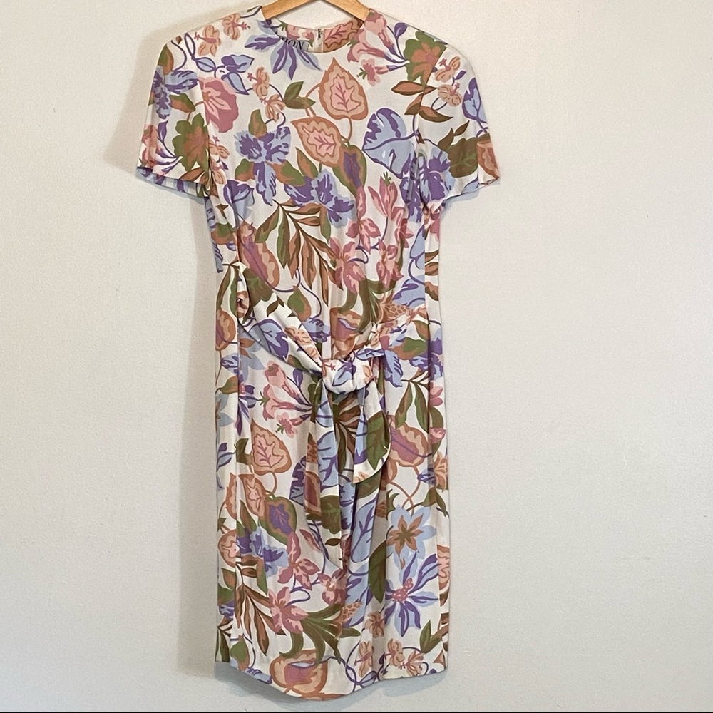 Vintage Bichon by Sarah Edwards Floral Midi Length Dress size 2 Petite